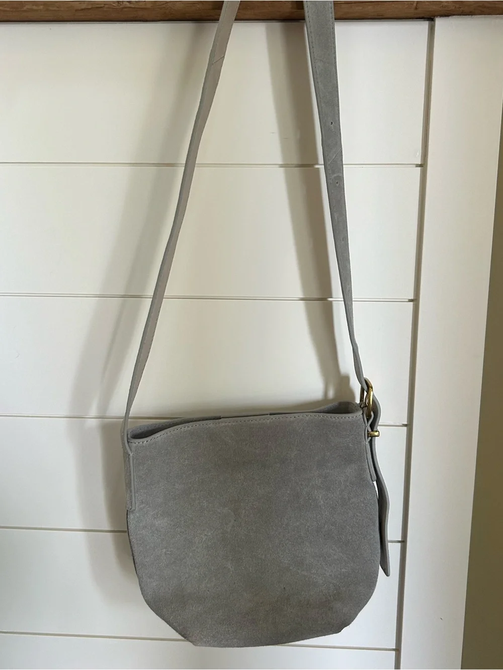 Gray Suede Crossbody Shoulder Bag - Women